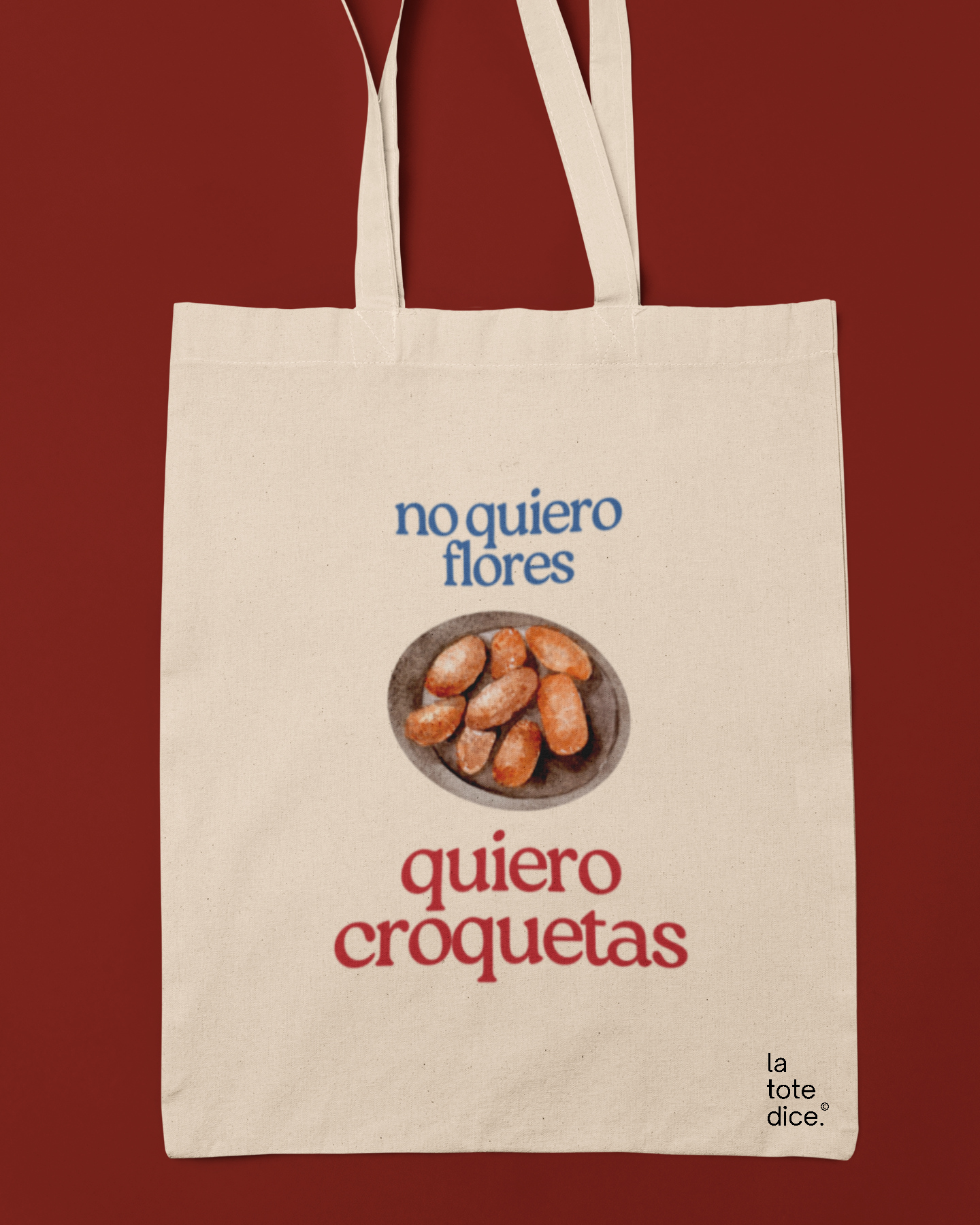 totebag no quiero flores, quiero croquetas